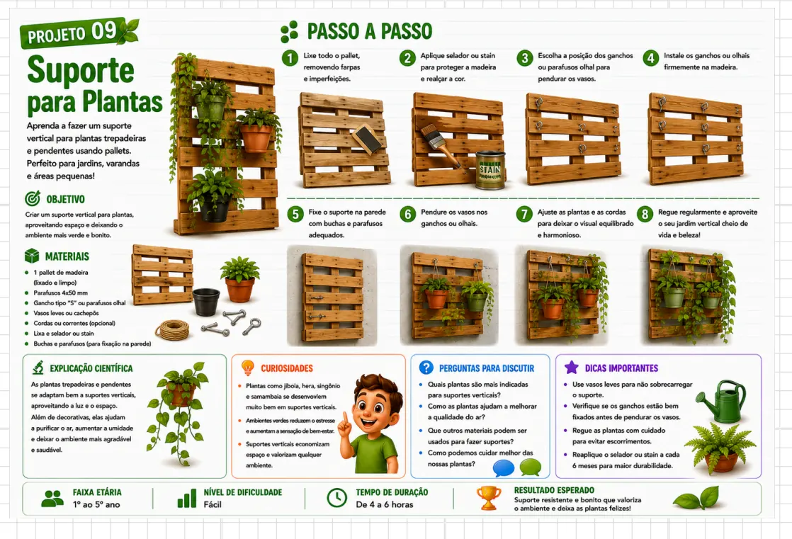 Projeto Suporte para Plantas feito com pallet