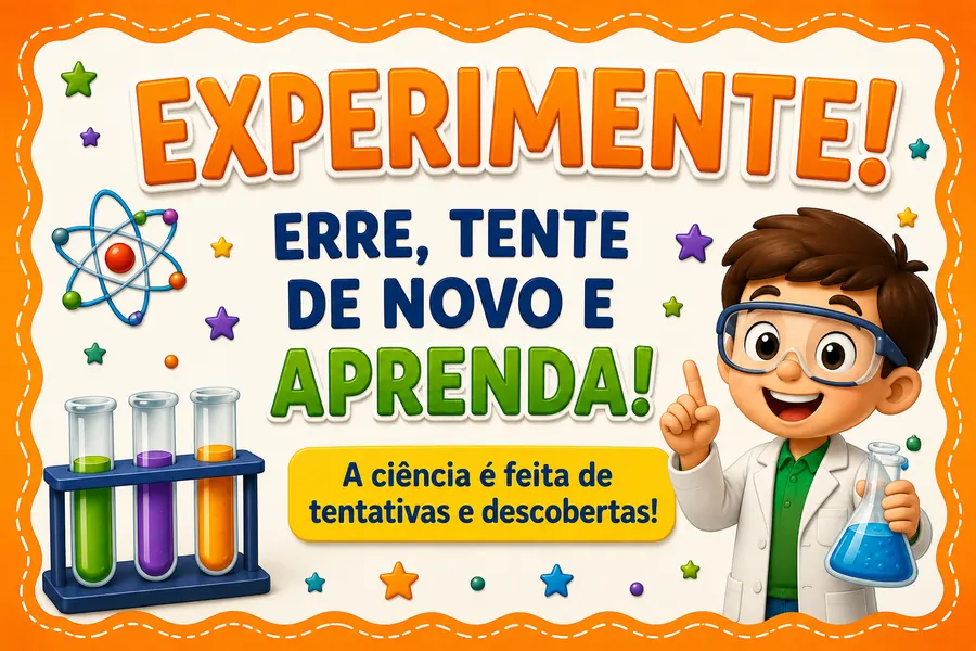 Painel decorativo: Experimente! Erre, tente de novo e aprenda!